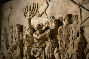 Carving on the Arch of Titus showing items being taken from the Temple.