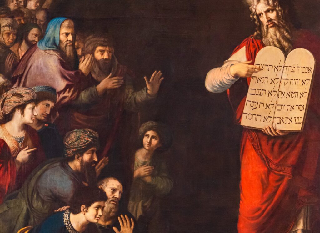 Moses holding the ten commandments