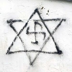 Nazi swastika inside Jewish Star of David