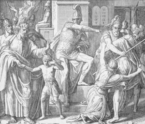 Illustration of Persecution of the Israelites by Antiochus.