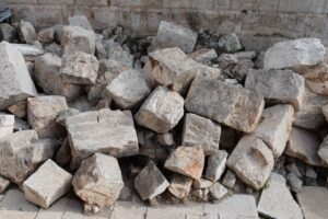 Debris remnants from the destruction of the temple in Jerusalem.
