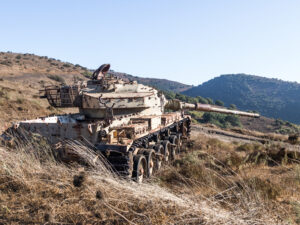 The remains of a tank from the Yom Kippur war.